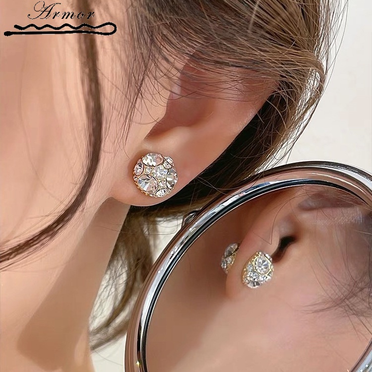 Khuyên Tai Dạng Kẹp Tròn Đính Đá Zircon Không Xỏ Lỗ Thời Trang