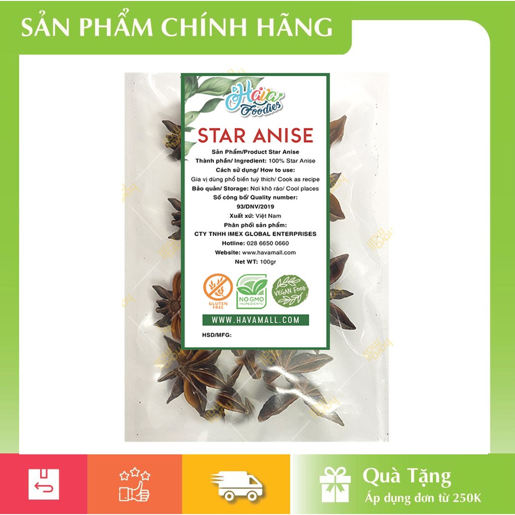 [HÀNG CHÍNH HÃNG] Hoa Hồi Khô Gói 100gr - Star Anise