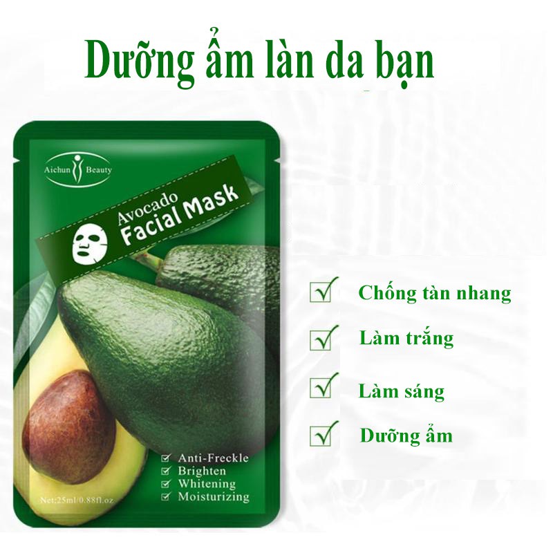Hộp 10 Mặt nạ bơ Avocado Facial Mask - BX2845