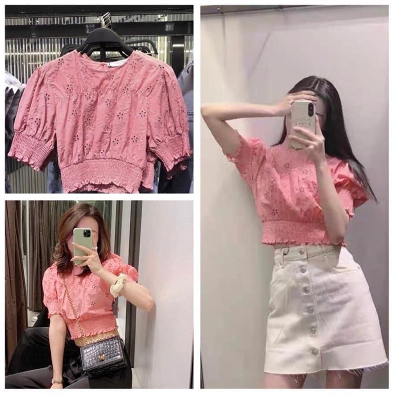 Áo hồng croptop