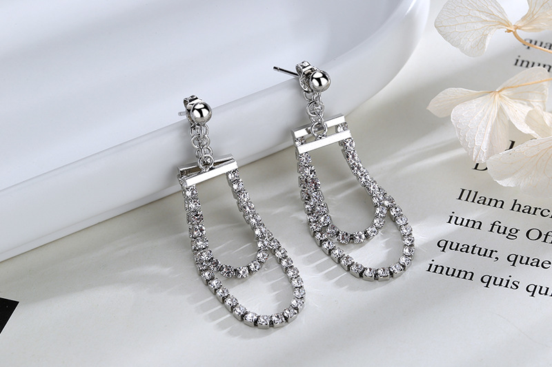 Khuyên Tai Tua Rua Dài Hai Lớp Đính Đá Zircon 22720