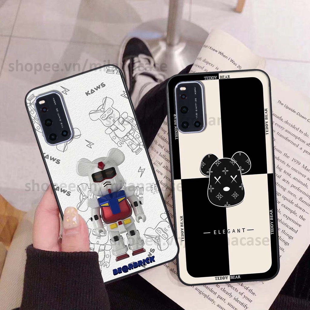 Ốp Vivo V19 gấu be@rBrick gấu Teddy Kaws siêu đẹp, phong cách, cá tính