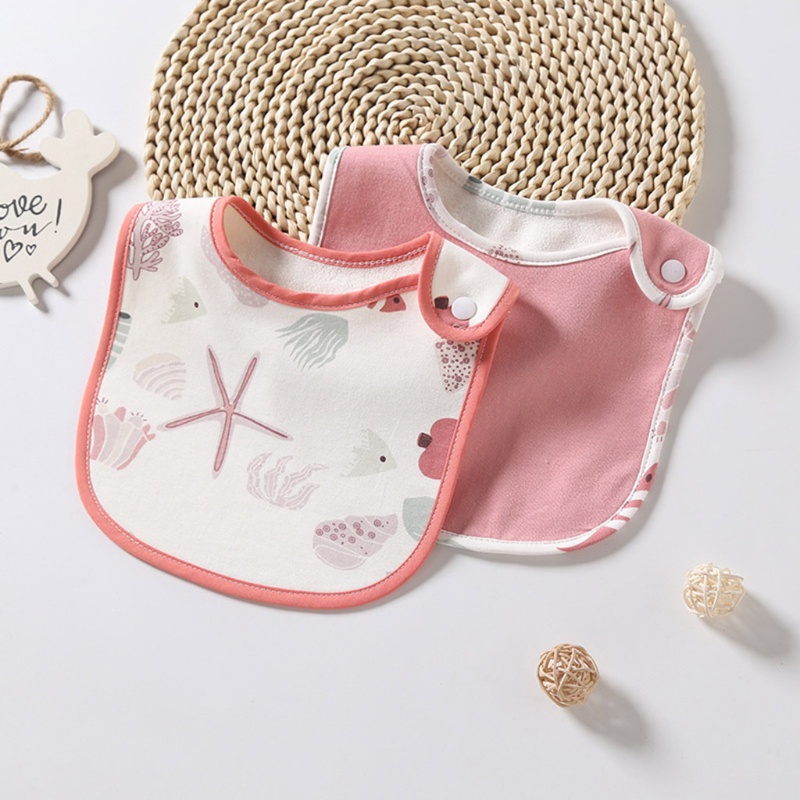Bộ 2 Yếm Ăn Cotton Mềm Mại Chống Thấm Nước Cho Bé Sơ Sinh