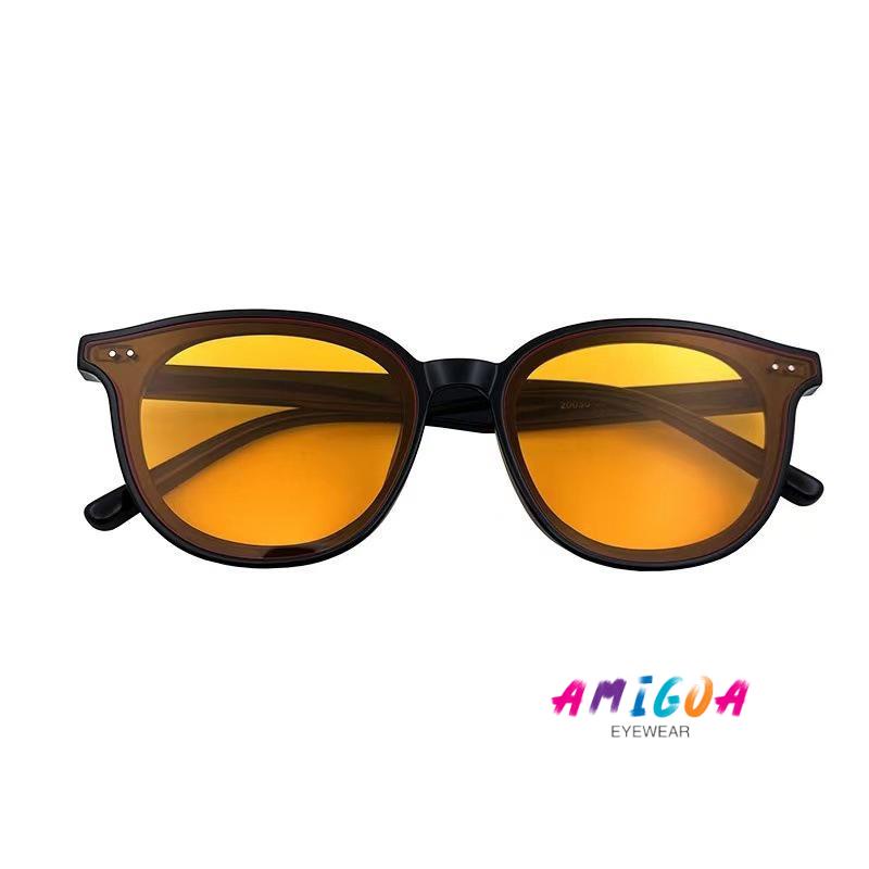 ✨✨ Kính râm gọng nhựa màu vàng chống tia cực tím thời trang Hàn Quốc mới cho nam và nữ