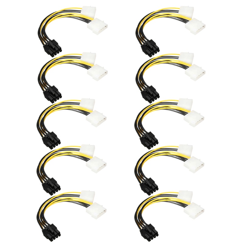 10 Dây Cáp Thẻ Video Chuyển Đổi Nguồn Điện 20cm 8Pin Sang Dual 4Pin