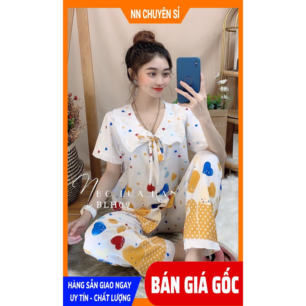 Đồ bộ mặc nhà ⚡ Đồ bộ nữ dễ thương ⚡  Chất vải lụa hàn chất mềm mịn họa tiết cực xinh BLH09 ⚡Ảnh thật ⚡