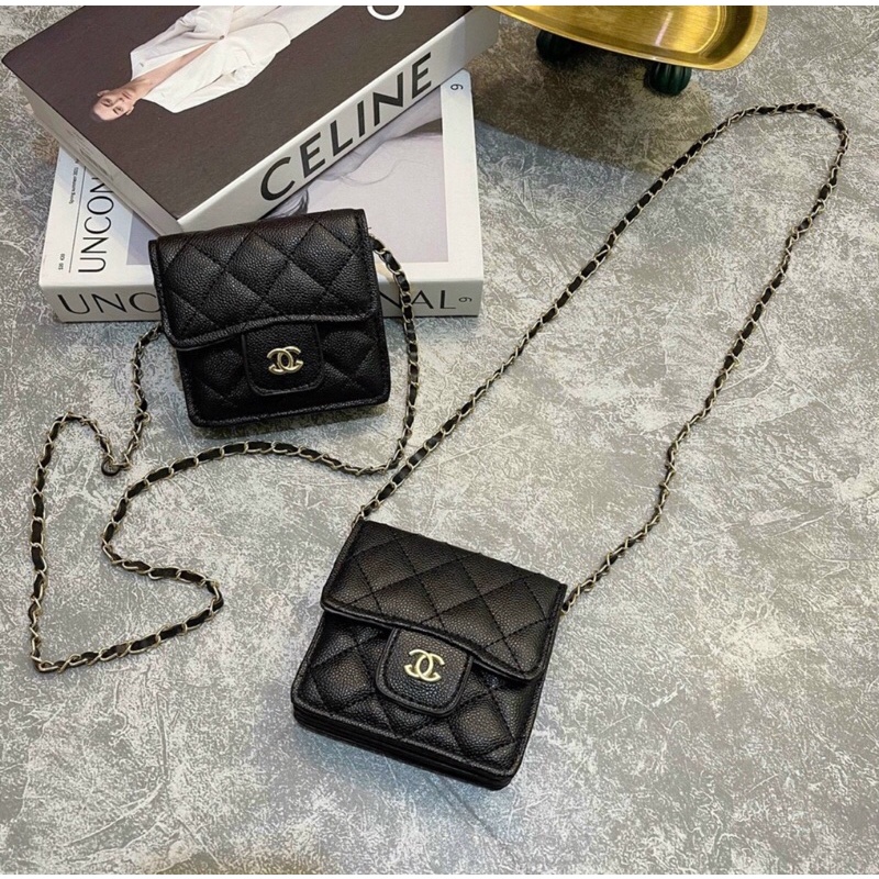 Túi Mini Nữ Đeo Chéo Da Hạt Nhiều Ngăn Đựng Thẻ Mã 2