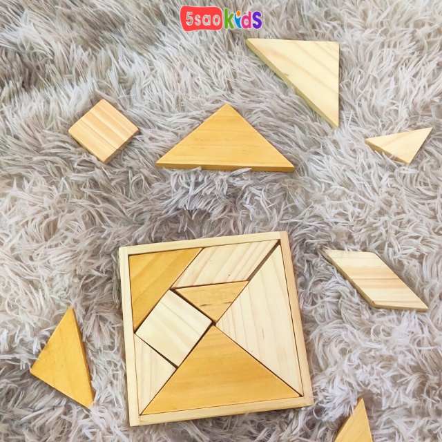 Bộ ghép hình tangram 7 miếng bằng gỗ - 5saokids