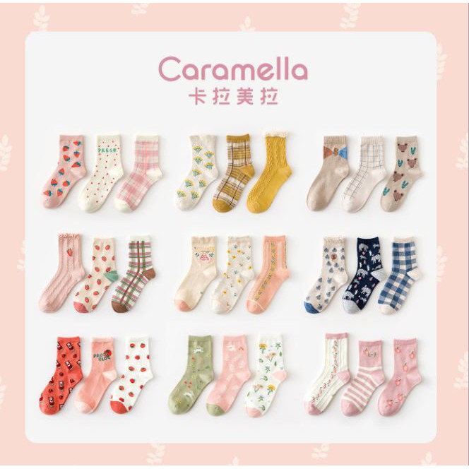 Set 3 đôi tất nữ cao cổ CARAMELLA