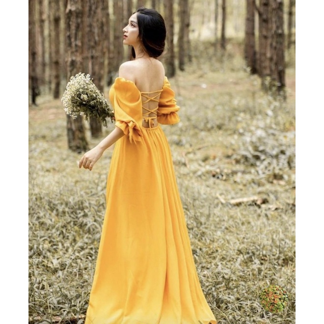 Đầm Maxi, Váy Maxi Đi Biển V1344, Chất Voan Mềm Mát, Màu Vàng, Đỏ, Siêu Phẩm Của Tín Đồ Sống Ảo, Nhìn Là Mê.