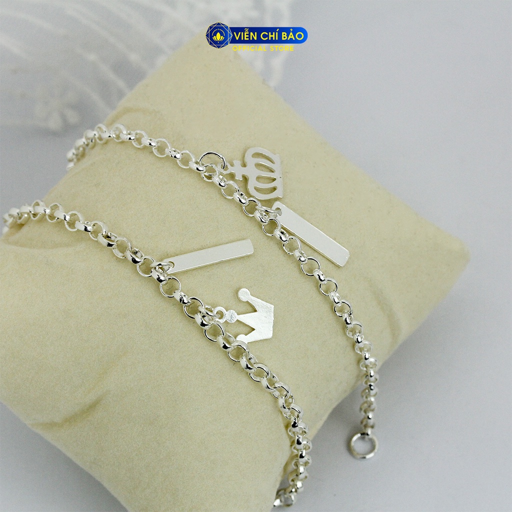 Lắc tay bạc đôi vương miện nam nữ ( khắc tên ) chất liệu bạc 925 thời trang phụ kiện trang sức Viễn Chí Bảo L400362