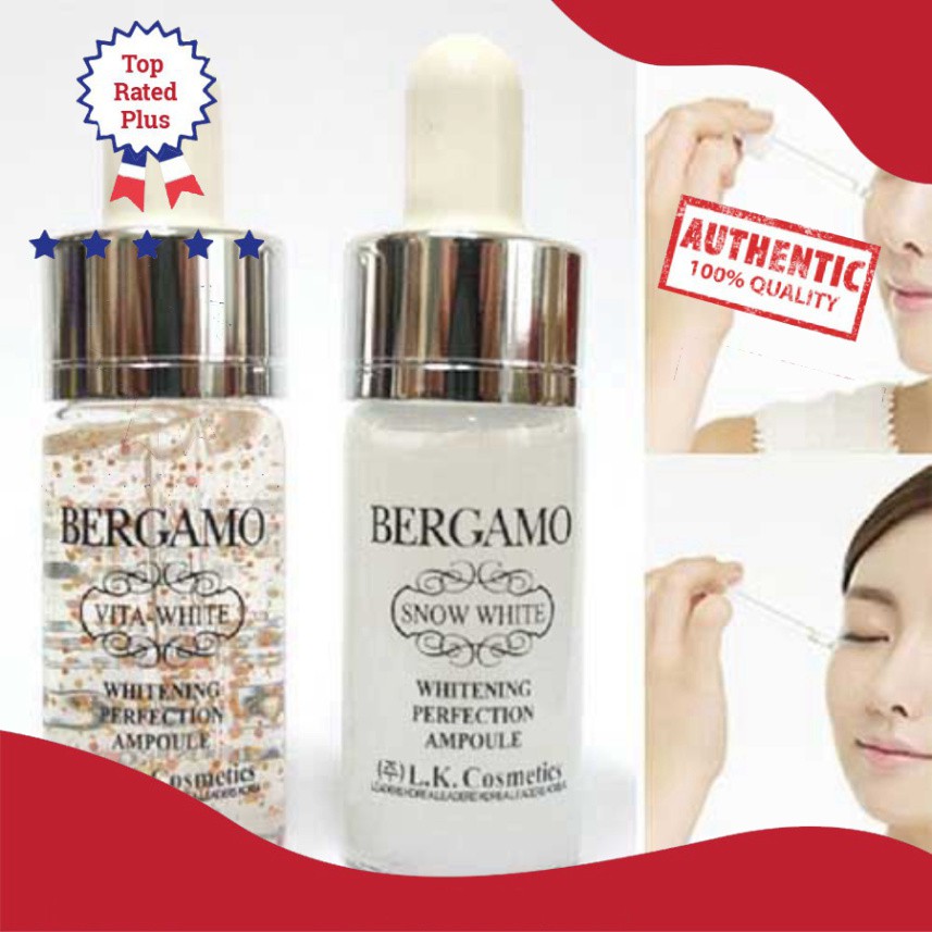 Set 4 chai serum dưỡng da BERGAMO SNOW WHITE & VITA-WHITE WHITENING PERFECTION AMPOULE 13ml