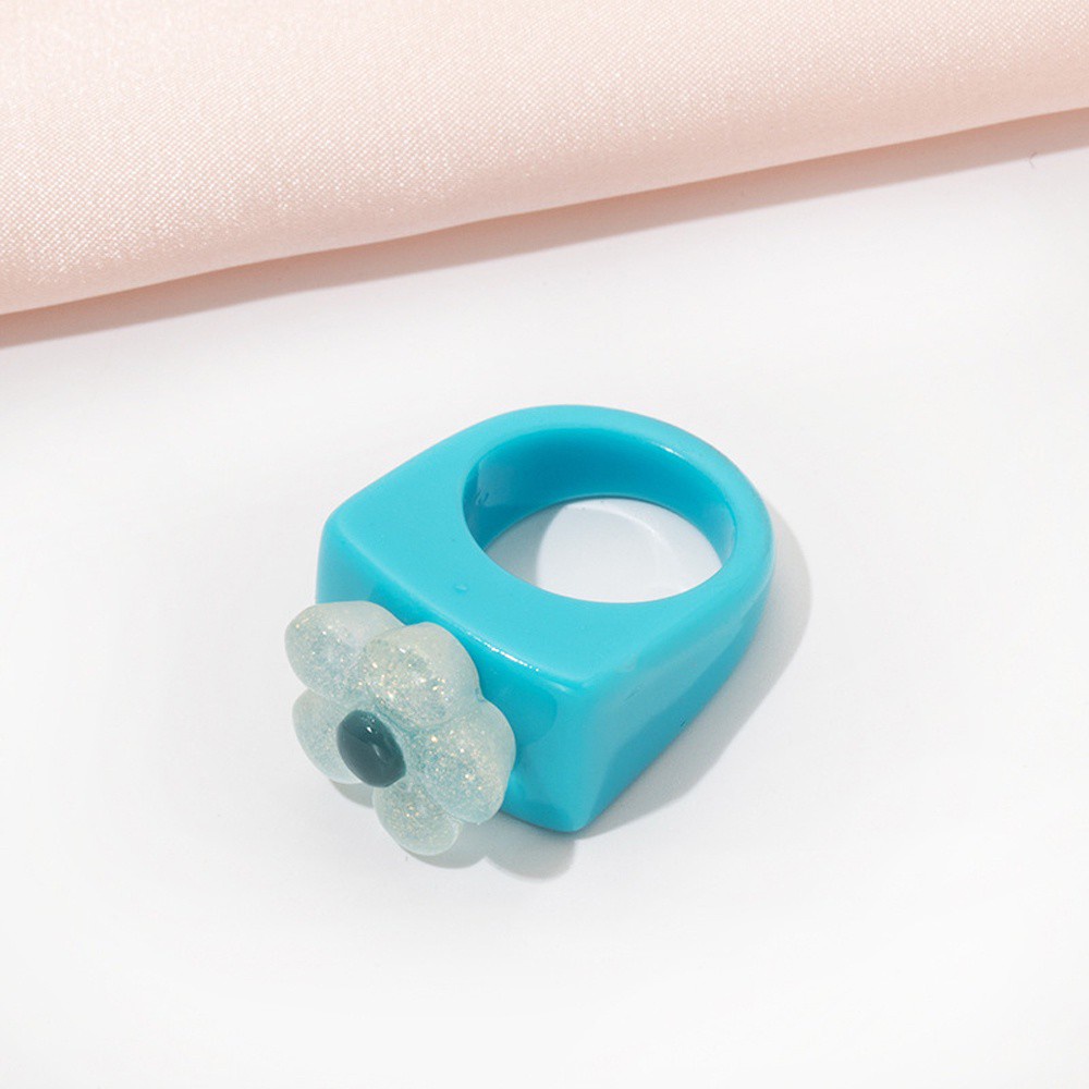 Nhẫn Nhựa Acrylic Hình Vuông / Hoa Nhiều Màu Sắc Phong Cách Hàn Quốc Cổ Điển Thời Trang Cho Nữ