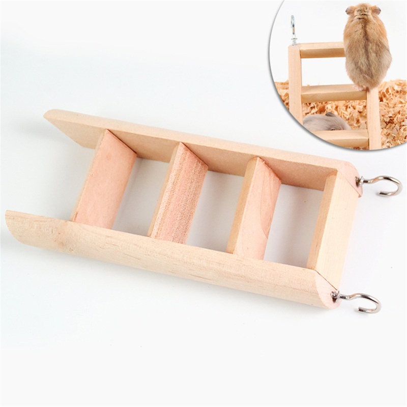 Đồ chơi thang leo có móc treo làm từ gỗ sáng tạo cho chuột hamster/sóc/chuột hamster