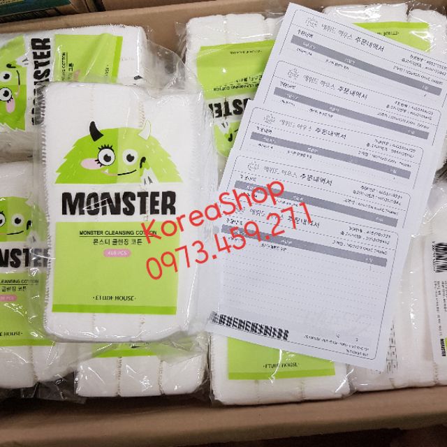 Bông tẩy trang Etude house Monster cleansing cotton 408 miếng