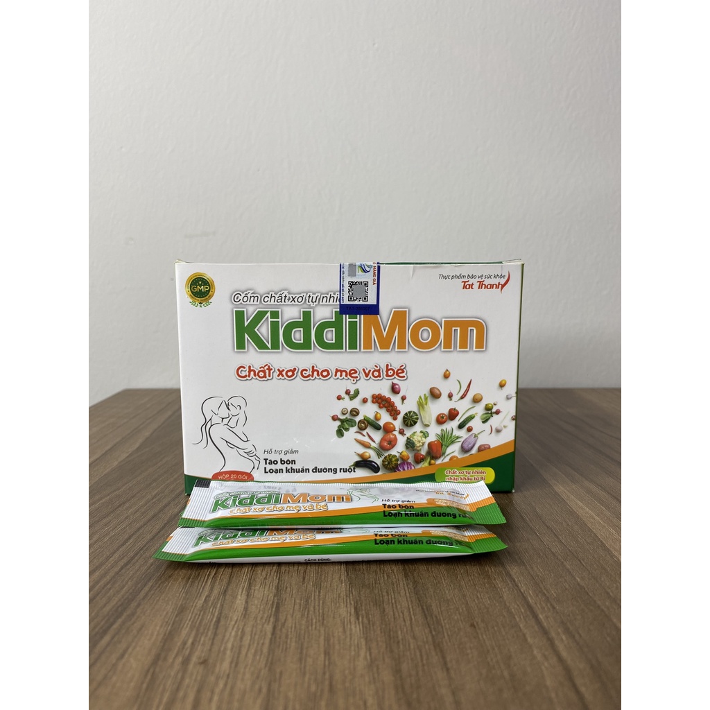 Cốm chất xơ tự nhiên KiddiMom Tất Thành Pharma cho mẹ và bé ngừa táo bón cải thiện đường ruột hộp 20 gói