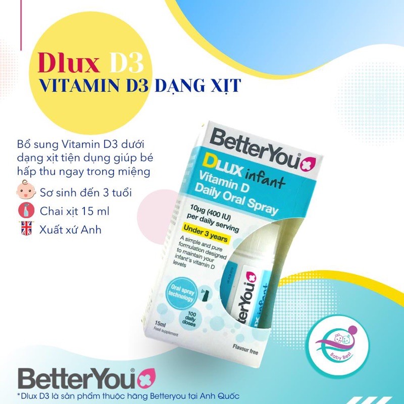 Vitamin D dạng xịt Dlux Better You cho bé 0m+ UK