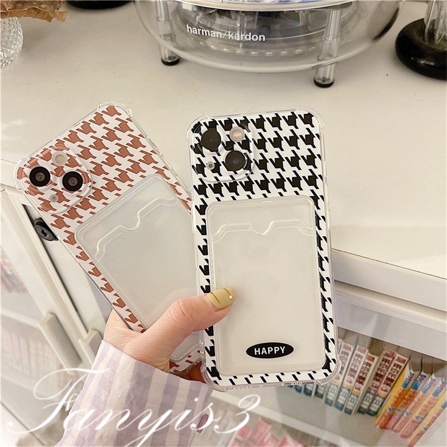 Ốp Điện Thoại TPU Mềm Trong Suốt Kẻ Sọc Đơn Giản Có Ngăn Đựng Thẻ Cho IPhone 14 13 12 11 Pro Max X XR Xs Max 8 7 Plus SE 2020