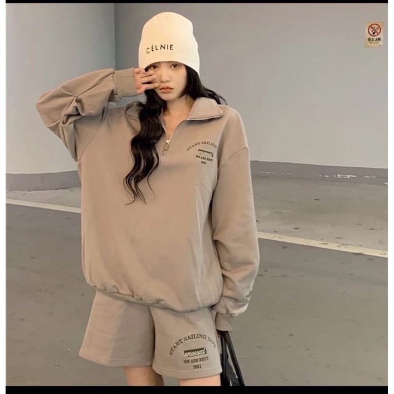 Set bộ ghi zip in chữ cá tính nỉ ngoại bao ấm (annstore_ảnh thật)