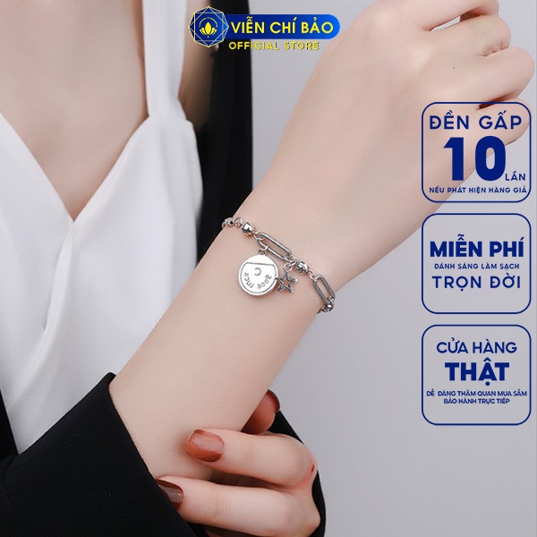 Lắc tay bạc nữ khoá chốt dây xoắn, vòng tay nữ bạc 925 thời trang phụ kiện trang sức nữ Viễn Chí Bảo L000268