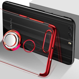 For Huawei Honor 8 Ring Stand Soft Plating Clear Cover