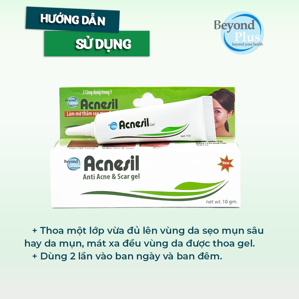 Gel Làm Mờ Vết Sẹo Thâm Acnesil Gel Chăm Sóc Da Bị Mụn Giảm Mụn - Tuýp 10g