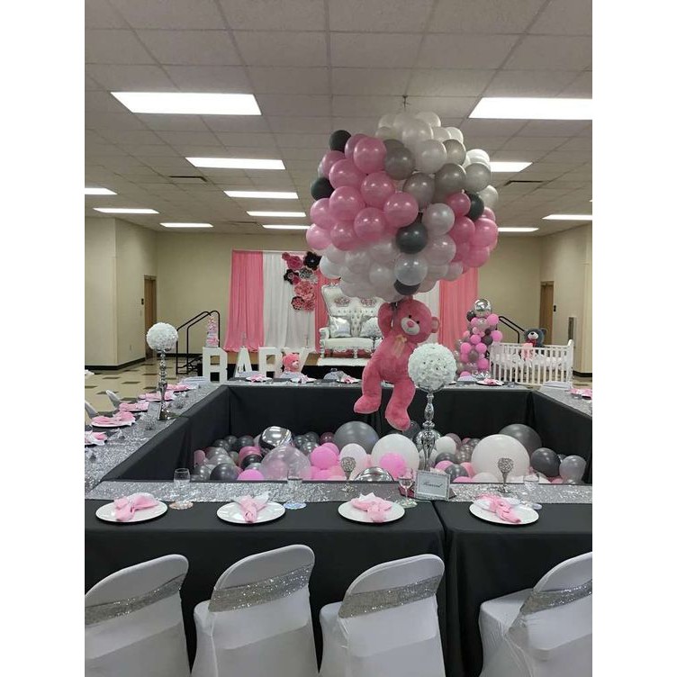 Vỏ bóng bay cao su màu hồng, ghi , trắng nhũ (combo 100 quả)