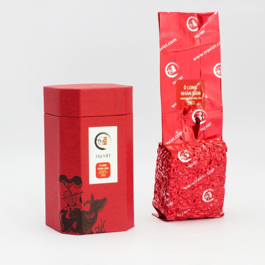 Trà Ô Long Nhân Sâm Trà Việt - Hộp Trà Bát Giác 100gx1túi, Hộp Trà Mười Tép 8gx10túi [Chính hãng]