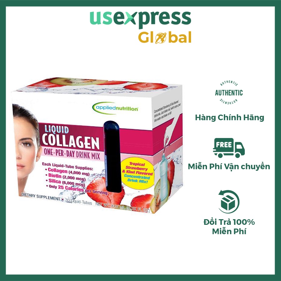 Collagen dạng nước Liquid Collagen của Mỹ - Hộp 30 ống (ĐẢM BẢO CHÍNH HÃNG MỸ 100%)