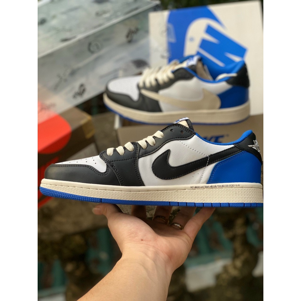 Giày jordan travis scott low blue bản SC full phụ kiện vỏ nhựa, ảnh thật