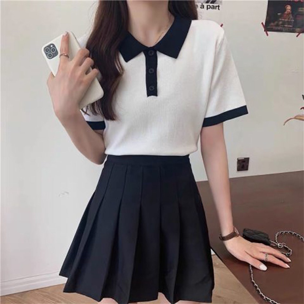 Áo polo Tay Ngắn Hở Vai Dáng Rộng Thời Trang Mùa Hè Hàng Mới Dành Cho Bạn Nữ 2022