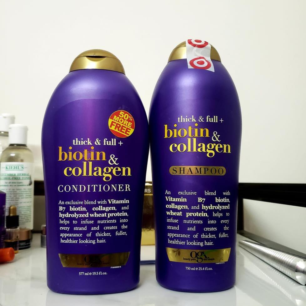 Bộ dầu gội Biotin tím Biotin & Collagen, Thick & Full 750ml kích thích mọc tóc, xuất xứ Mỹ - dầu gội