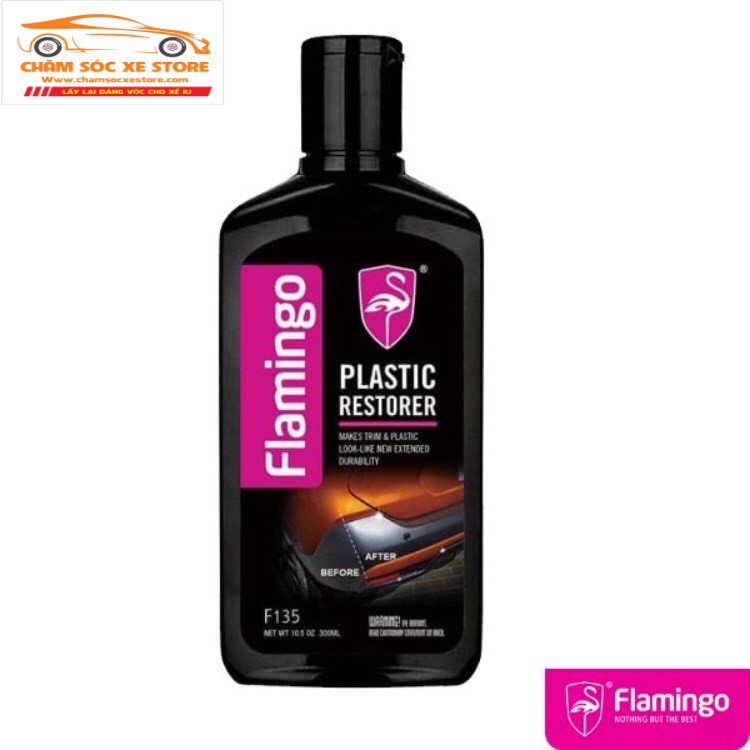 Phục hồi và bảo dưỡng các chi tiết nhựa nhám luôn sáng đẹp như mới Flamingo Plastic Restorer F135 300ml chamsocxestore