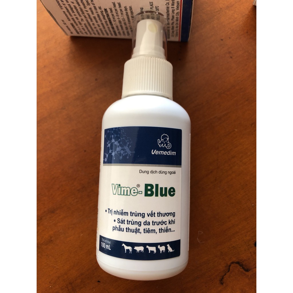 VIME BLUE sát trùng, trị nhiễm trùng vết thương ở chó, gà