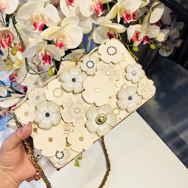🆘RẺ VÔ ĐỊCH🆘Túi Coach hoa trà mini trắng