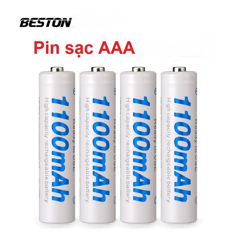 Combo 4 Pin AA/AAA kèm sạc hãng BESTON Pin mic không dây, camera, pin điều khiển