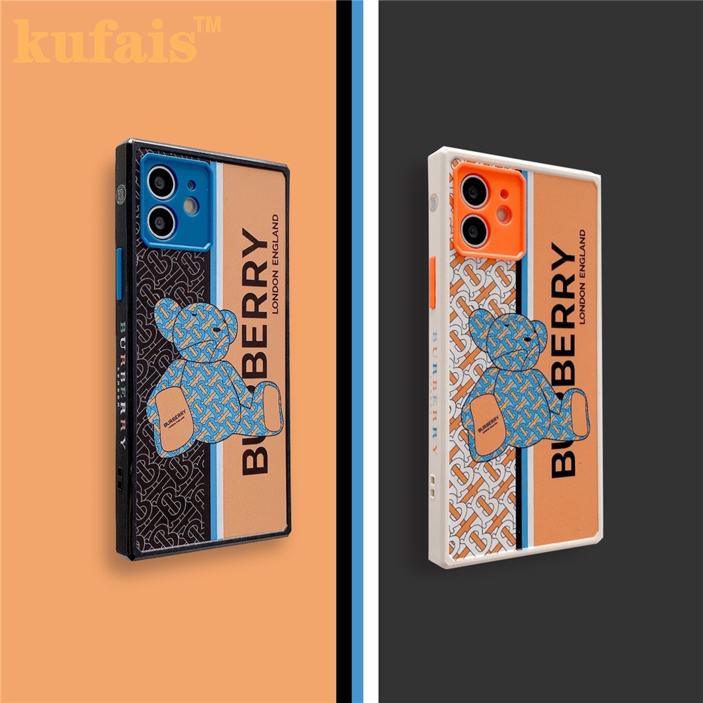 Ốp Điện Thoại Hình Vuông In Hình Gấu Dễ Thương Cho iPhone 12 11 Pro iPhone 8 7 Plus X XS XR Max 12 Pro Max