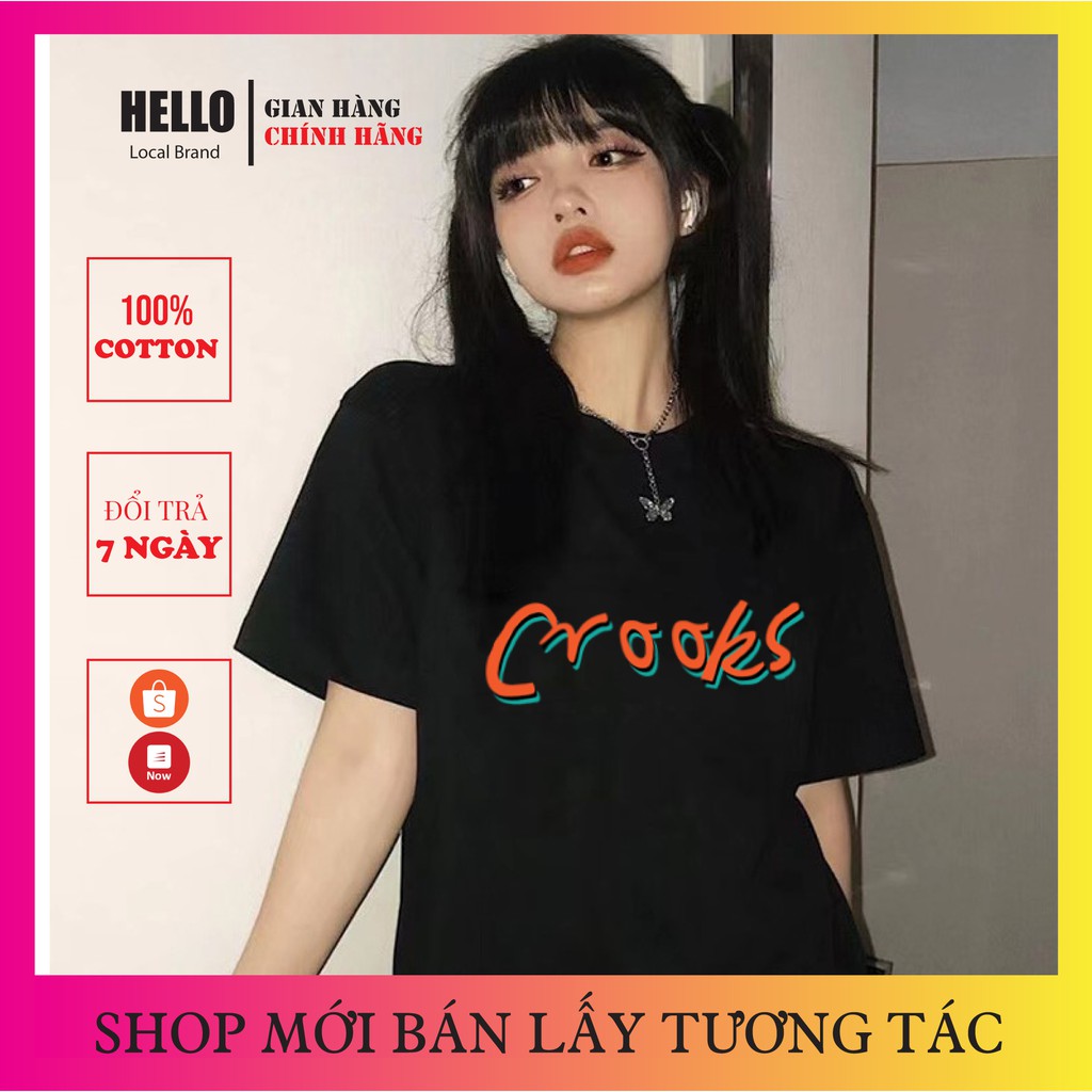 Áo phông đẹp HelloHouse nam nữ form rộng - chất vải Cotton thoáng mát mềm mịn - Crooks Ap024