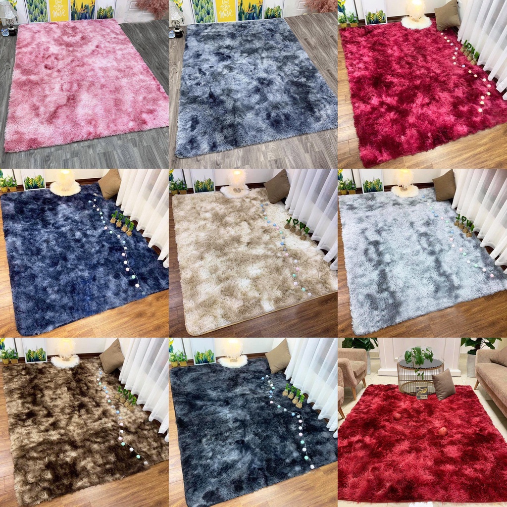 Thảm lông loang trải sàn trang trí phòng khách decor phòng ngủ m6 m8