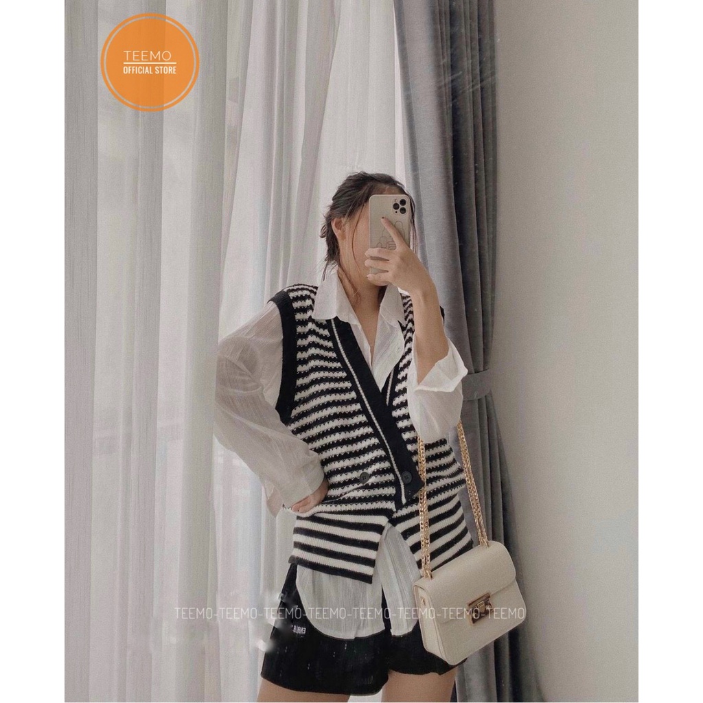 Áo ghile len chéo vạt 2 cúc,áo nữ cực xinh xắn style học sinh trẻ trung 2110A01 (Có sẵn/ảnh thật)