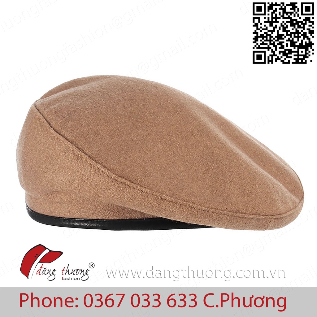 Mũ nón nồi beret dạ nỉ viền da thời trang