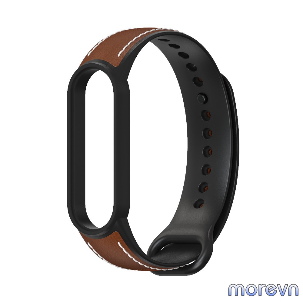 Dây đeo silicon mặt da bò mi band 6, Miband 5 chính hãng MIJOBS, dây đeo thay thế mi band 5, miband 6 da bò