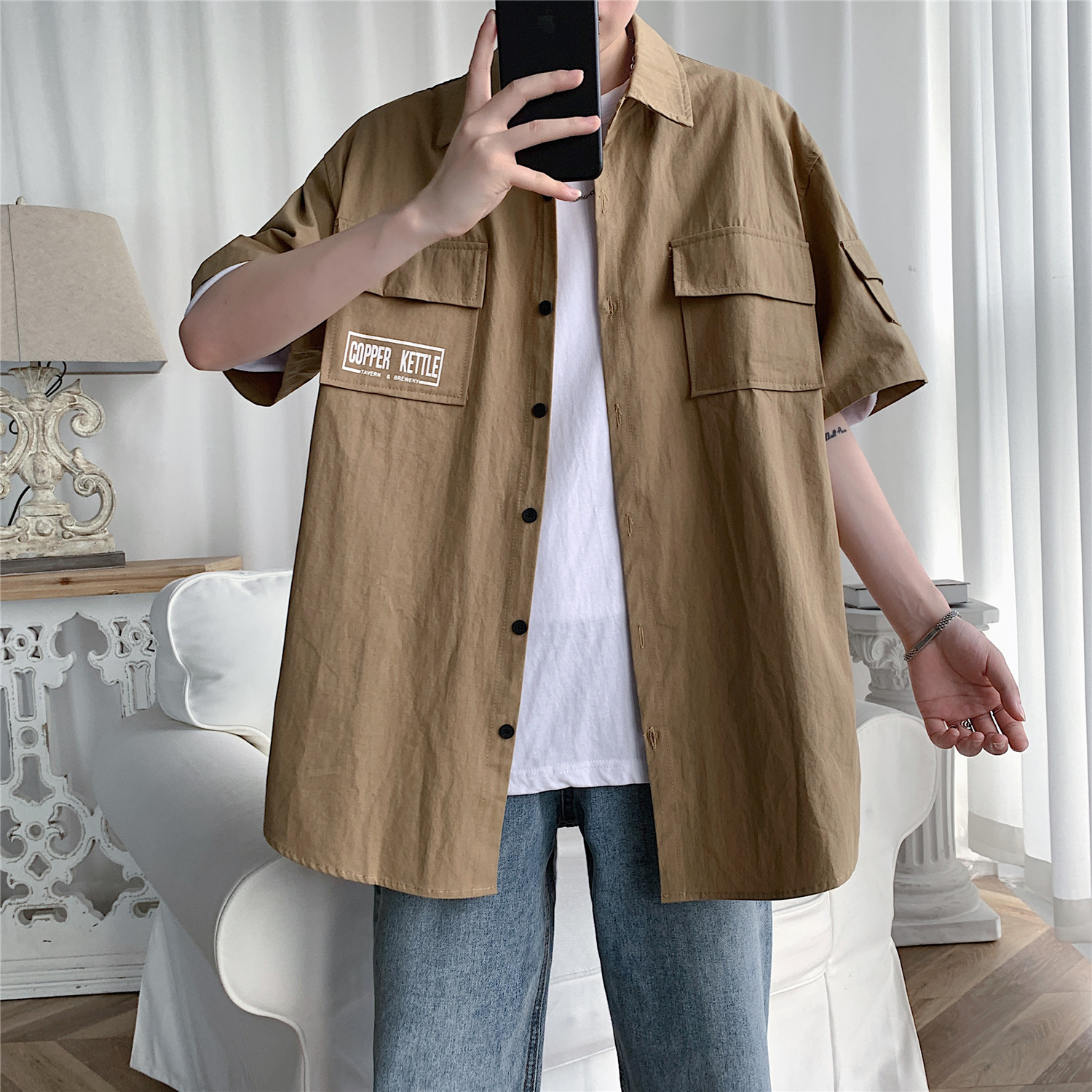 Áo Sơ Mi Nam Ngắn Tay Cổ Bẻ Thời Trang Hàn | BigBuy360 - bigbuy360.vn
