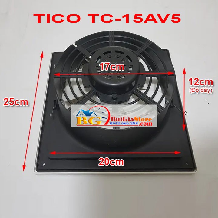 Quạt hút gió âm trần Tico TC-15AV5 hút thẳng