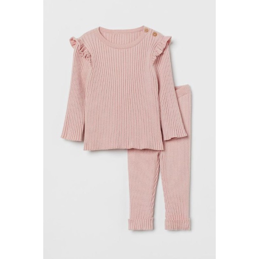 Bộ quần áo len hồng cánh tiên xinh xắn cho bé gái H.M A.uth size 6/9m đến 2/3y