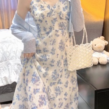 Đầm Chiffon Hai Dây Thêu Hoa Ba Chiều Dành Cho Nữ