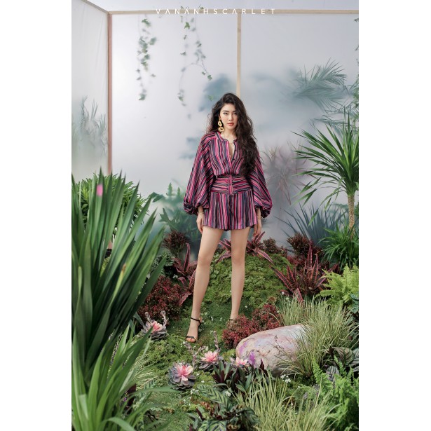 [Mã BMBAU200 giảm 200K đơn 699K] VANANHSCARLET Jumpsuit Cổ tròn tay bồng