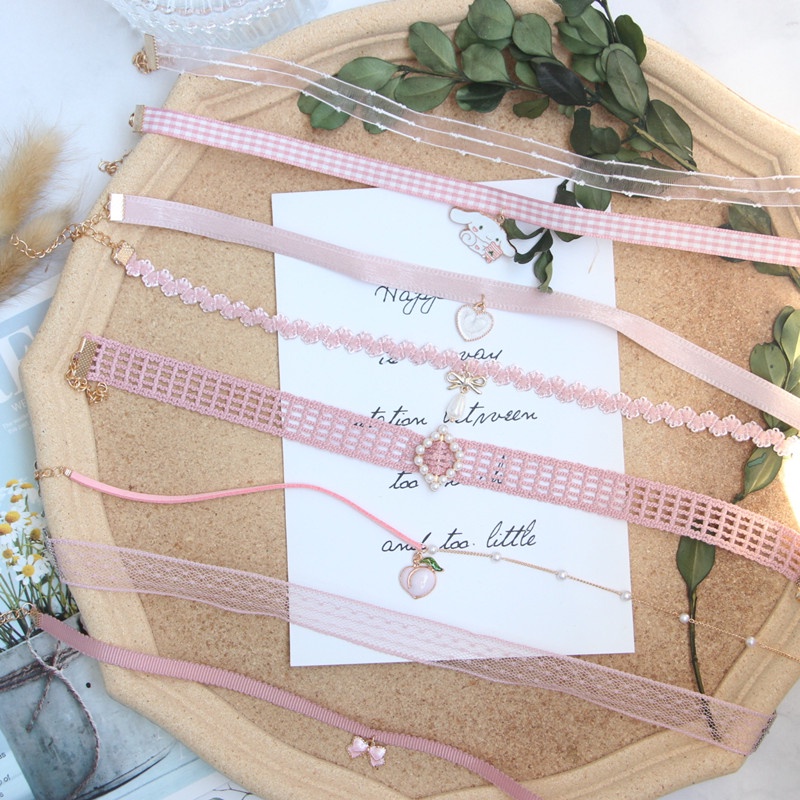 Vòng Cổ choker Màu Hồng Ngọt Ngào Đáng Yêu Thời Trang Hàn Quốc