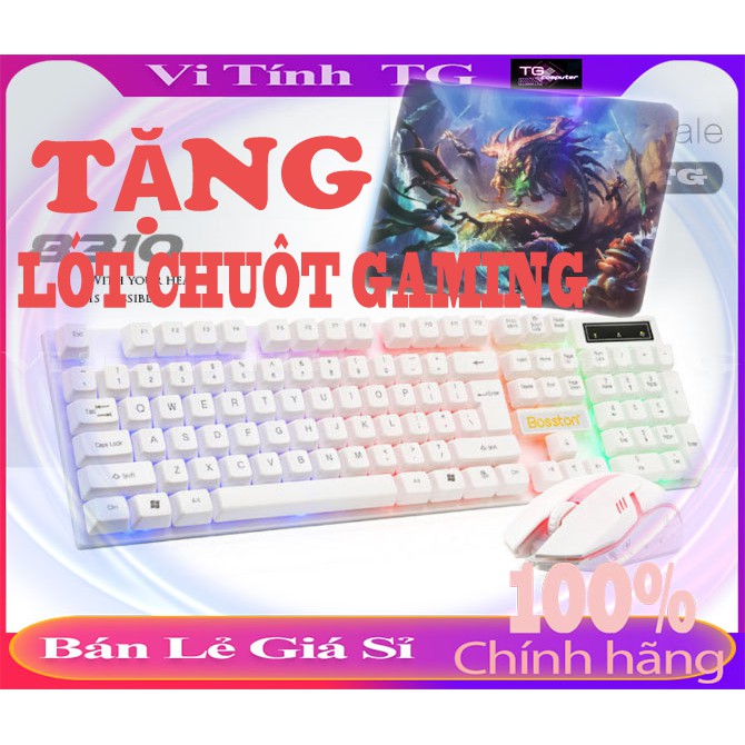 [Tặng lót chuột gaming] Combo bàn phím và chuột giả cơ Boston 8310 Đèn LED đa màu - Vi tính TG