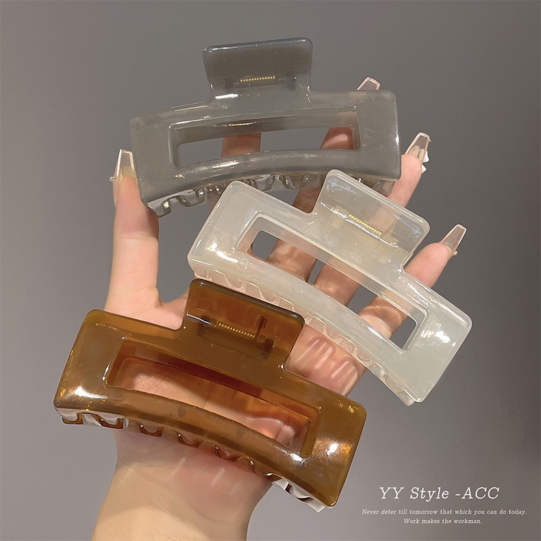 Kẹp tóc AY hình vuông lớn màu thạch thanh lịch cho nữ